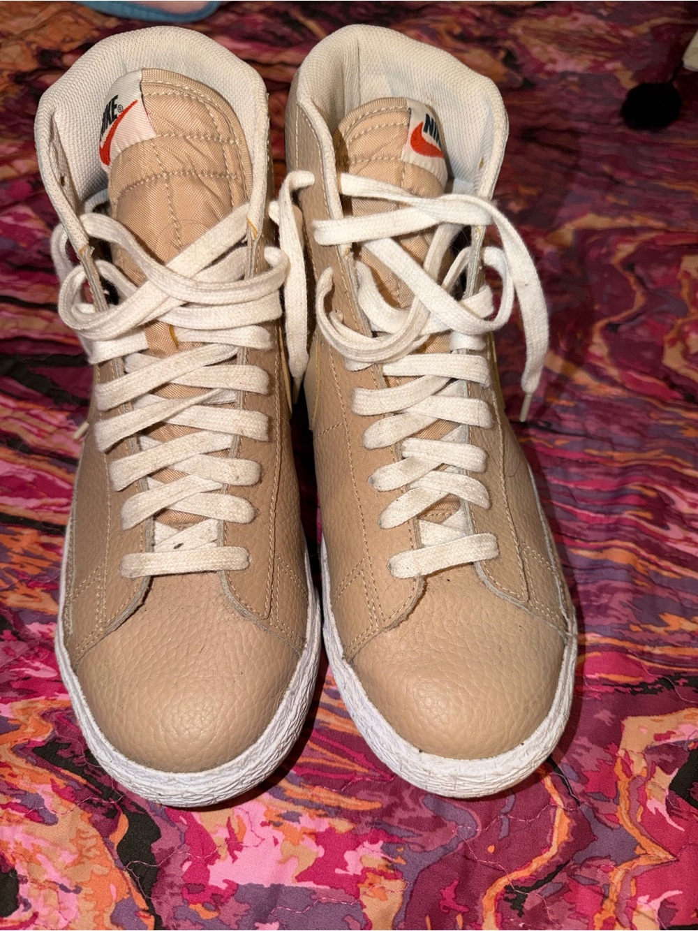 Nike Beige/Tan High-Top Sneakers with White Laces